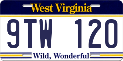WV license plate 9TW120