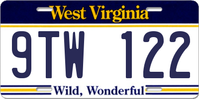 WV license plate 9TW122