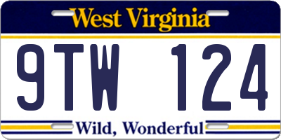 WV license plate 9TW124