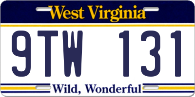 WV license plate 9TW131