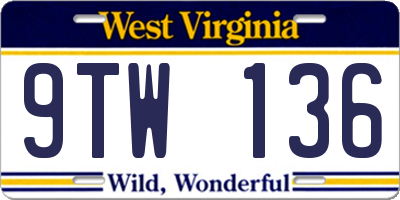 WV license plate 9TW136