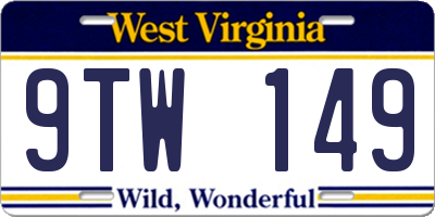 WV license plate 9TW149