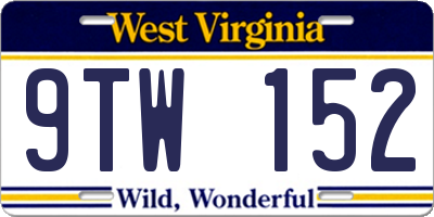 WV license plate 9TW152