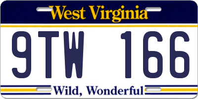 WV license plate 9TW166