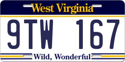 WV license plate 9TW167