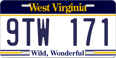 WV license plate 9TW171