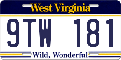 WV license plate 9TW181