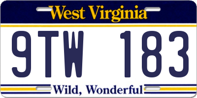 WV license plate 9TW183