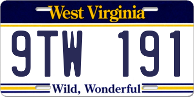 WV license plate 9TW191
