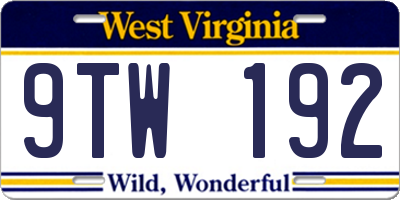 WV license plate 9TW192