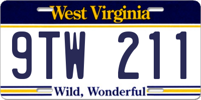 WV license plate 9TW211