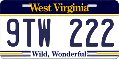 WV license plate 9TW222