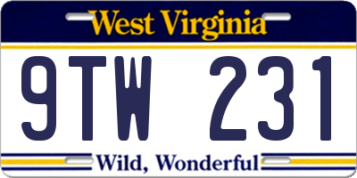 WV license plate 9TW231