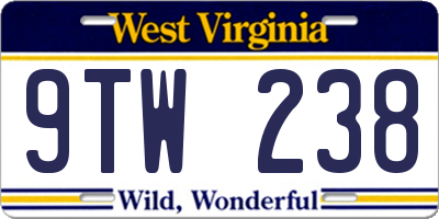 WV license plate 9TW238