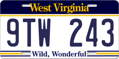 WV license plate 9TW243