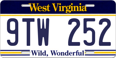 WV license plate 9TW252