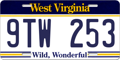 WV license plate 9TW253