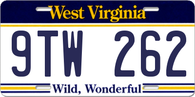 WV license plate 9TW262