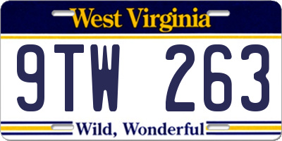 WV license plate 9TW263