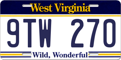 WV license plate 9TW270