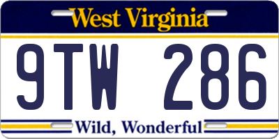 WV license plate 9TW286