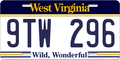 WV license plate 9TW296
