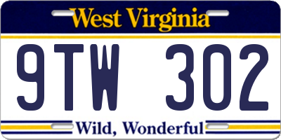 WV license plate 9TW302
