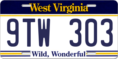 WV license plate 9TW303