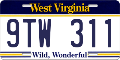 WV license plate 9TW311
