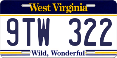 WV license plate 9TW322