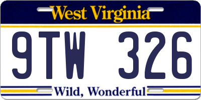 WV license plate 9TW326