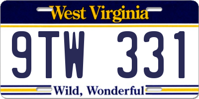 WV license plate 9TW331