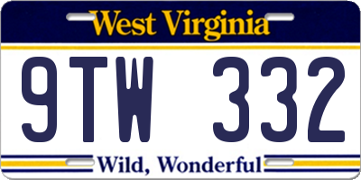 WV license plate 9TW332