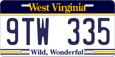 WV license plate 9TW335