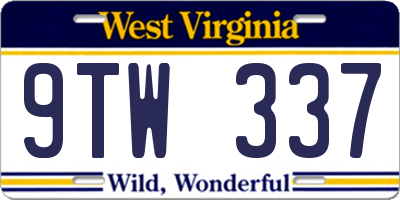 WV license plate 9TW337