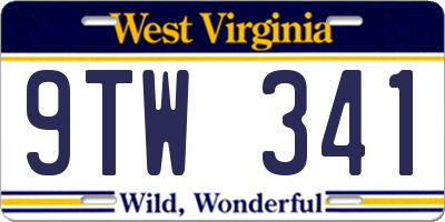 WV license plate 9TW341