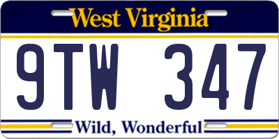 WV license plate 9TW347