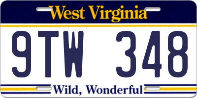 WV license plate 9TW348