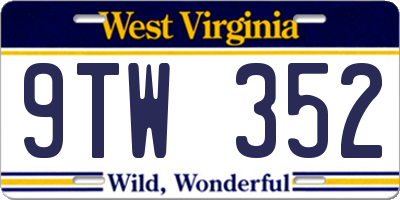 WV license plate 9TW352