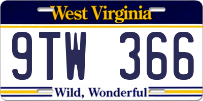 WV license plate 9TW366