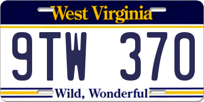 WV license plate 9TW370