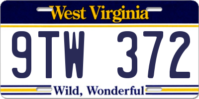 WV license plate 9TW372