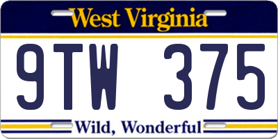 WV license plate 9TW375
