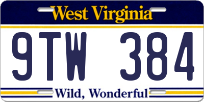 WV license plate 9TW384