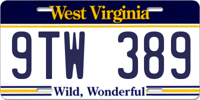 WV license plate 9TW389
