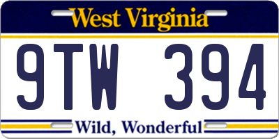 WV license plate 9TW394
