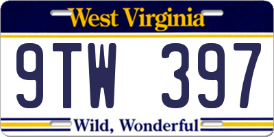 WV license plate 9TW397