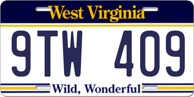 WV license plate 9TW409