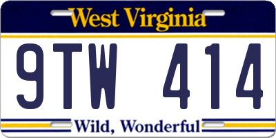 WV license plate 9TW414