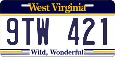 WV license plate 9TW421